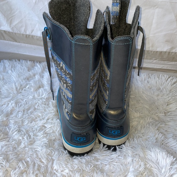 Ugg Australia Baroness Gray Blue Nordic Snow Flake  Fall Winter Boots 9 - Picture 5 of 6